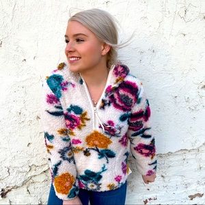 Anthropologie Saturday Sunday Floral Sherpa